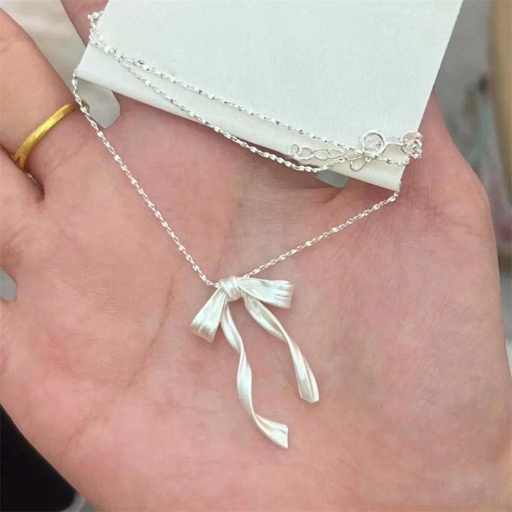 New Exquisite Clavicle Chain Elegant Scrub Bow Pendant Necklace for Women Girls Temperament Collar Chain 2025 Gifts