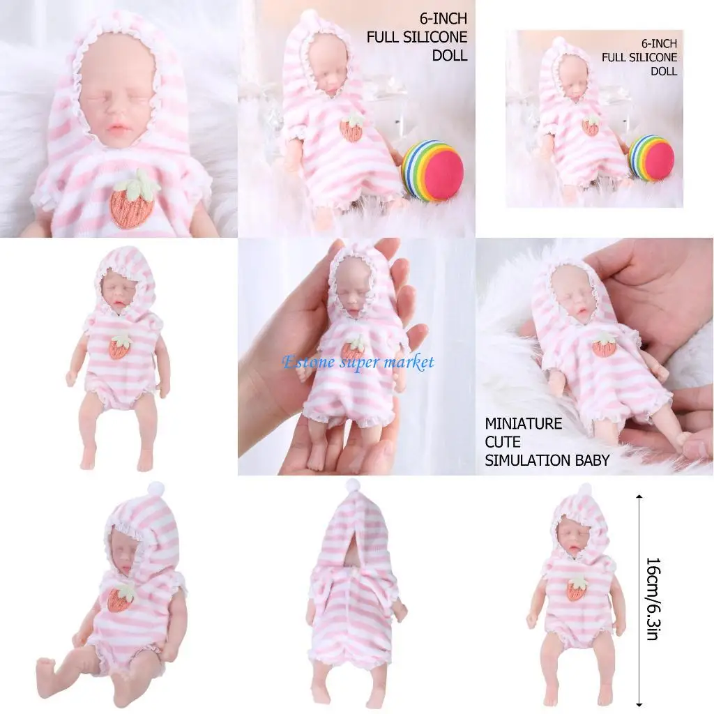 

090B Washable Baby Doll Life Like Toy Caucasian Girl Doll Child Soothing Doll 15cm