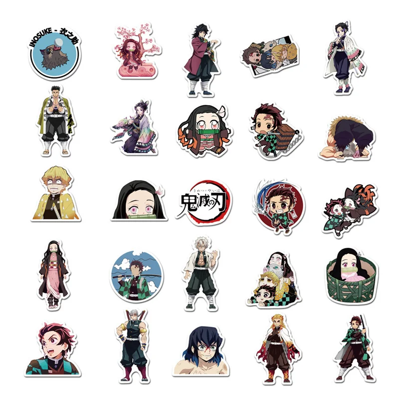 10/30/50Pcs Anime Demon Slayer Cartoon Stickers for Luggage Laptop Guitar Waterproof Sticker Gaffiti Sticker Toys