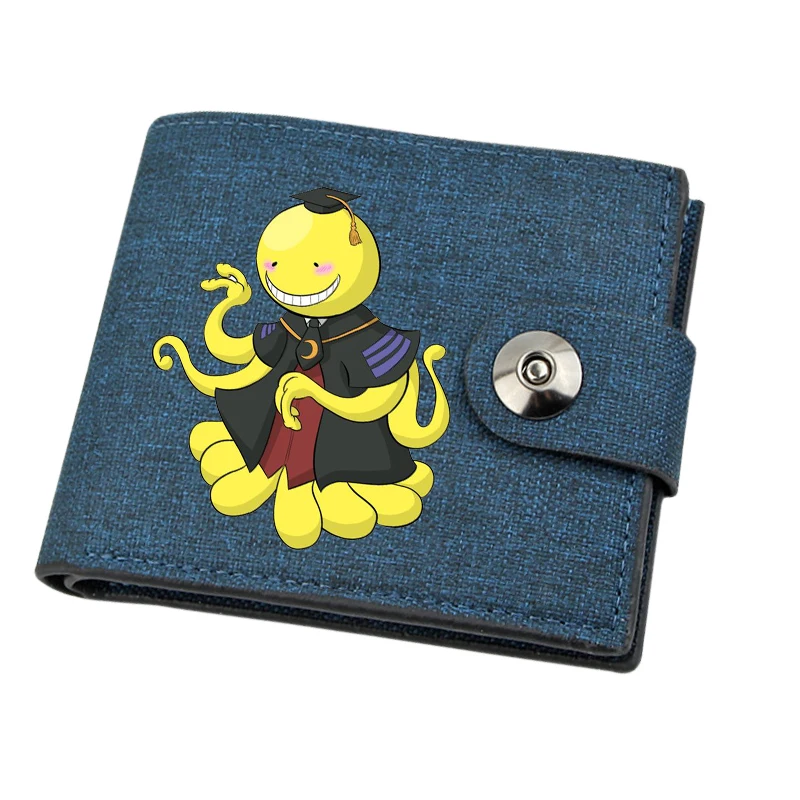 Boy Gril Coin Purse Anime Assassination Classroom Cartoon Wallet Canvas Teenager Casual Cash Holder Bi-Fold Buckle Short Wallet