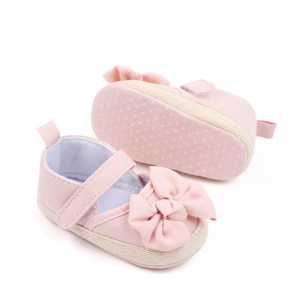 Baby Girl's fundo macio sapatos de lona, anti derrapante, leve, boca rasa, infantil meninas, novo, 0-18 meses, 1 par