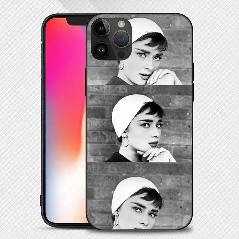 Famous Elegant Audrey Hepburn Phone Case For iphone15 14 13 12 11 Pro Max Mini X 7 8 Soft Case