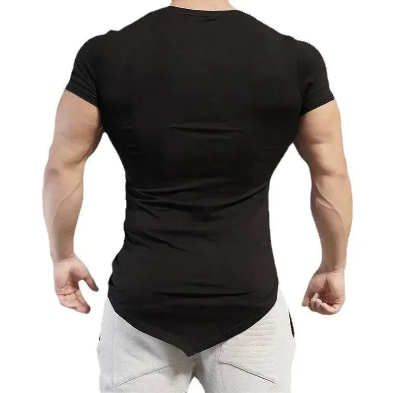 Hommes Fitness entraînement coupe ajustée Sport T-Shirts course Oblique col en v à manches courtes chemises araignée rouge décontracté gymnase musculation hauts