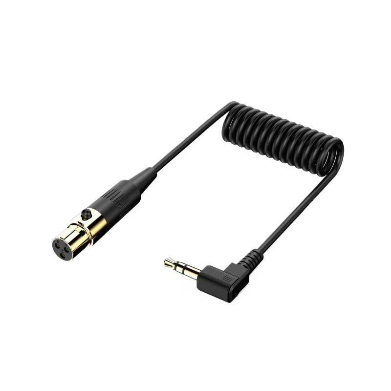 For Mini XLR Mini XLR Female to 3.5mm Stereo TRS Camera Microphone Audio Spring Telescopic Cable 0.5m