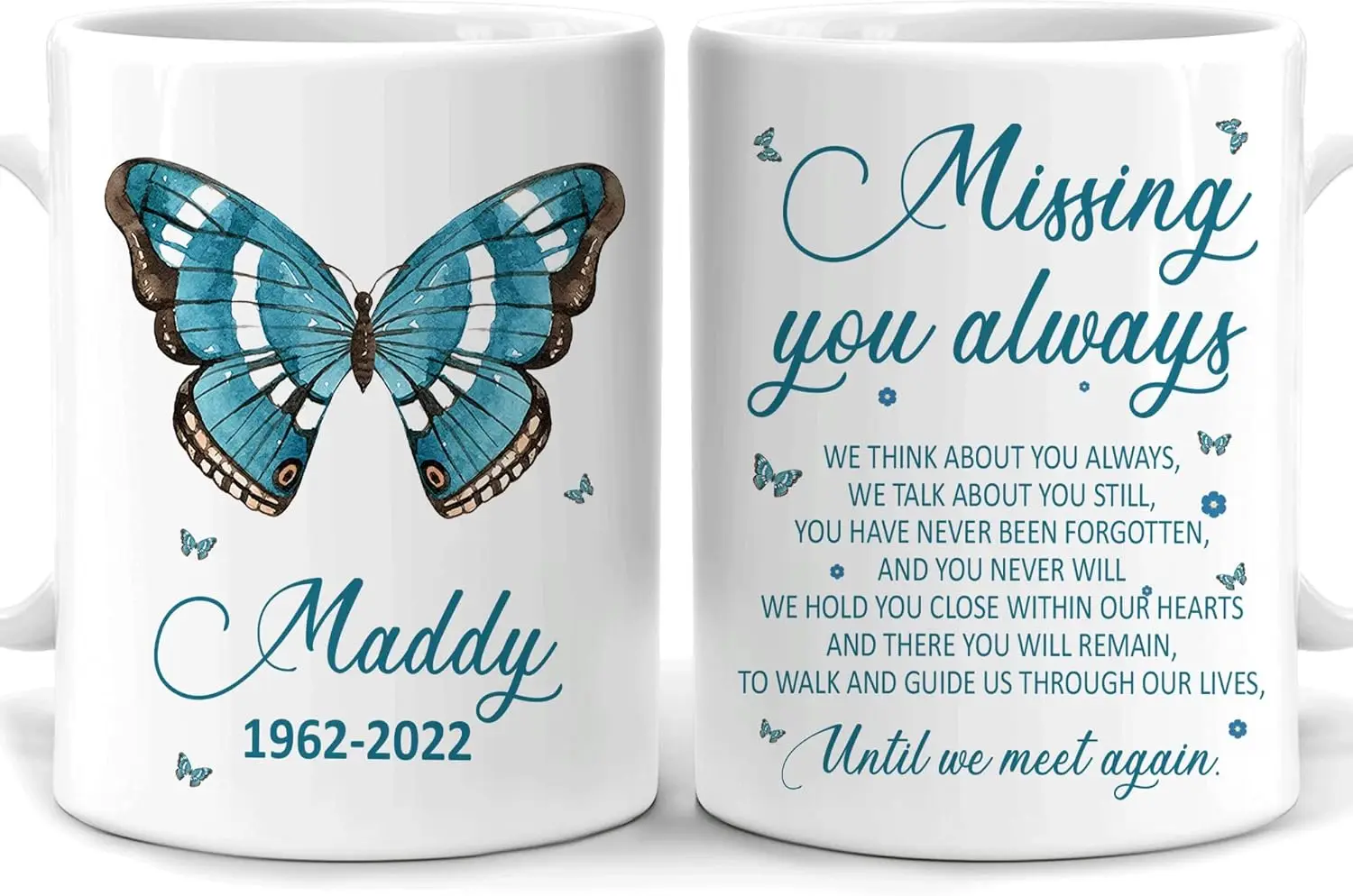 Personalized Name Year Missing You Always 11oz White Ceramic Coffee Tea Mug, Memorial Gifts For Loss Husband, Wife In Heaven