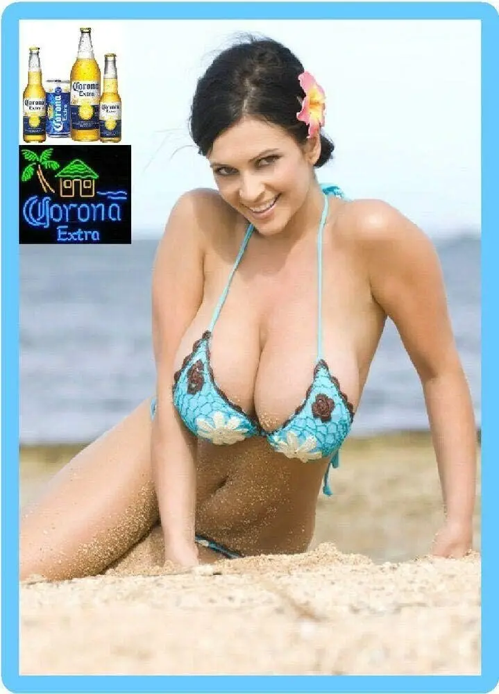 Tin Sign Vintage Chic Art Decoration Poster Corona Beer Pinup Girl Sexy Bikini Girl for Store Bar Home Cafe Farm Garage or  sign