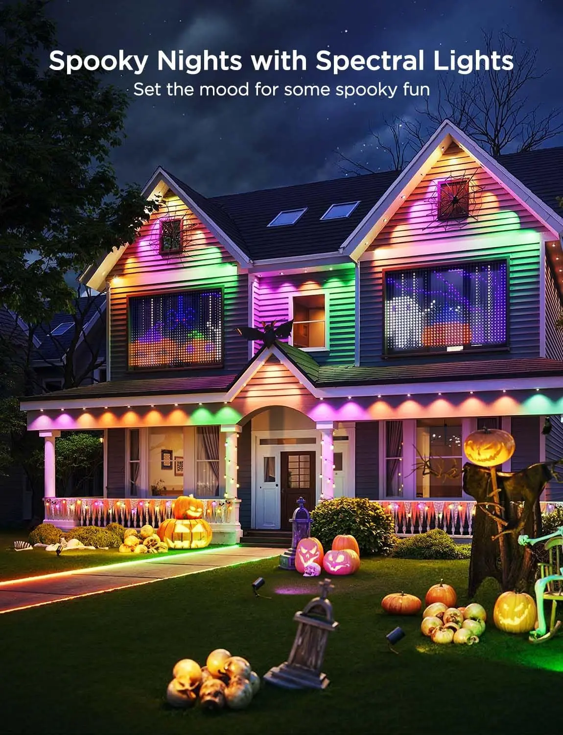 Permanent Outdoor Lights Pro, 100ft with 60 RGBIC LED Lights for Daily and Accent Lighting, 75 Scene Modes for Halloween