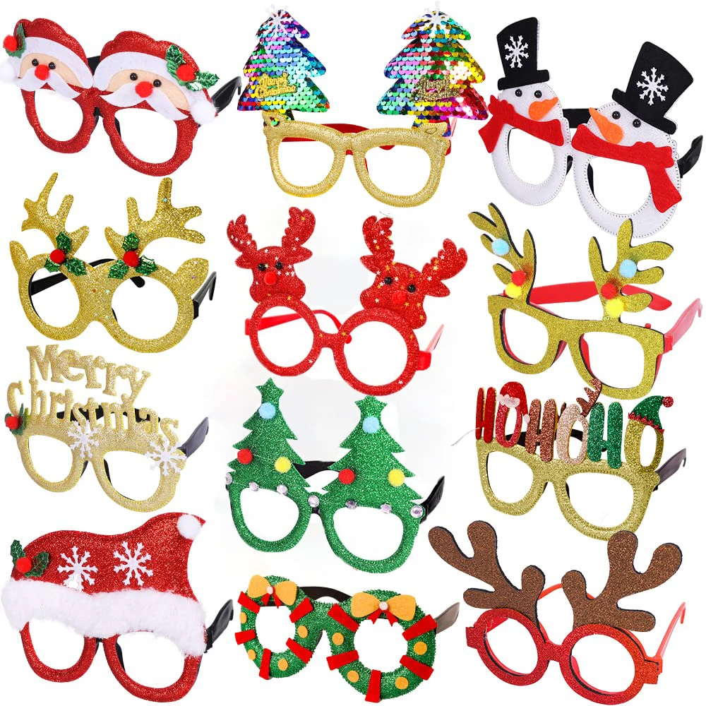 2/12 Stuks Kerstbril Decoraties Bril Santa Claus 2023 Kerstboom Foto Rekwisieten Voor Kinderen Verjaardag Feestartikelen Gunsten