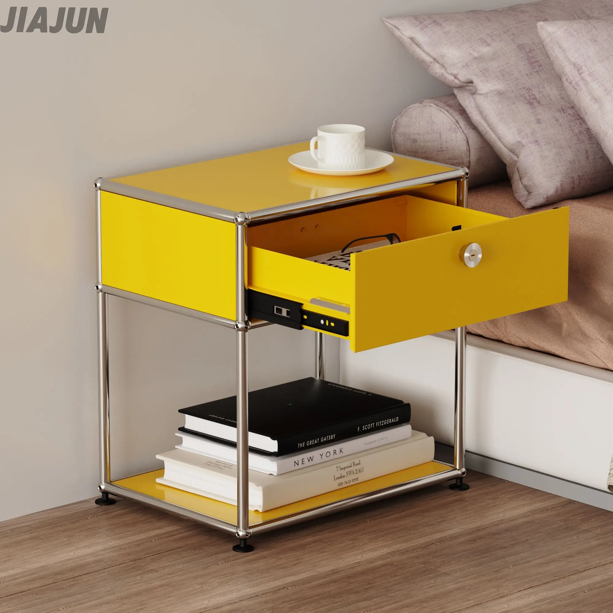 Hot-Selling Modular Metal Bedside Table - Customizable Designer Furniture for Bedrooms and Living Rooms  in Minimalist Style