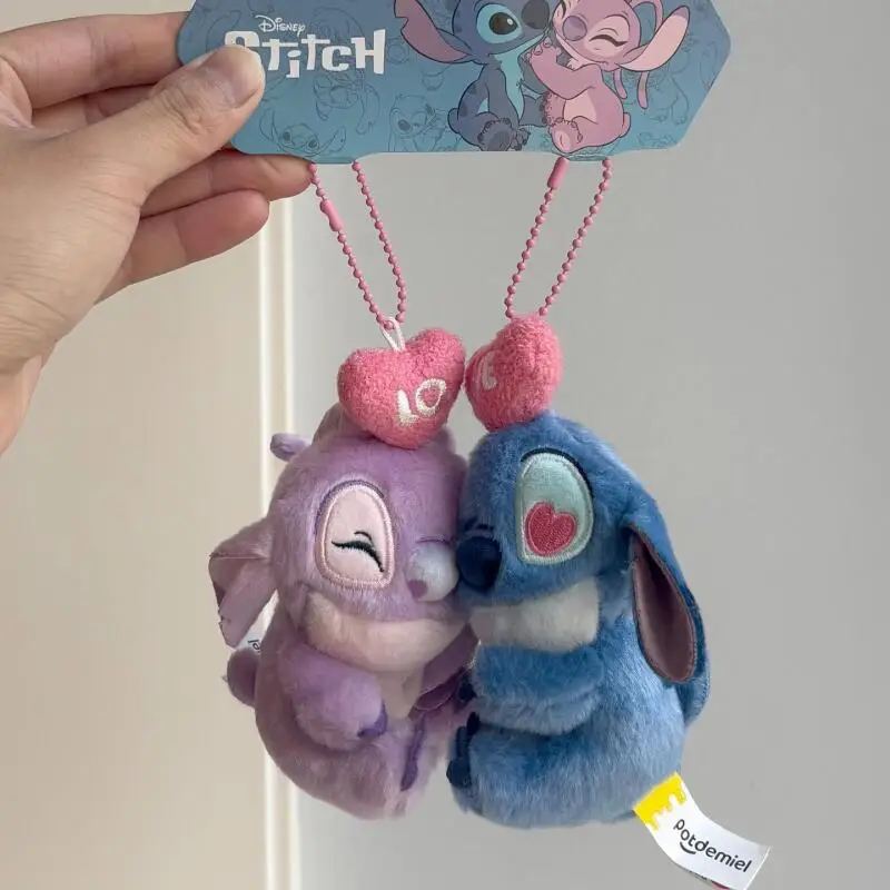 

In Stock A Pair Disney Stitch Angel Plush Magnetic Attraction Love Hug Plush Keychain Couple Backpack Pendant Decoration Toy