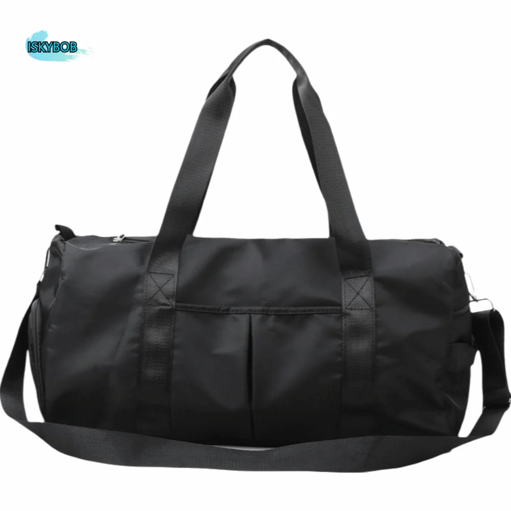 

Oxford Travel Luggage Bag Multi-functional Short Distance Nylon Duffle Bag with Shoe Compartment Solid Color