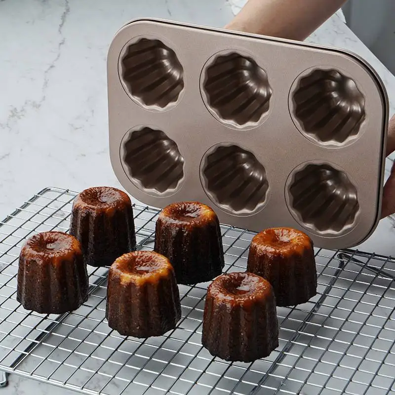 6 9 12 Hole Carbon Steel Cake Mold French Canelé Pan Professional Non Stick Baking Tray for Muffin Pancake Kitchen Tools