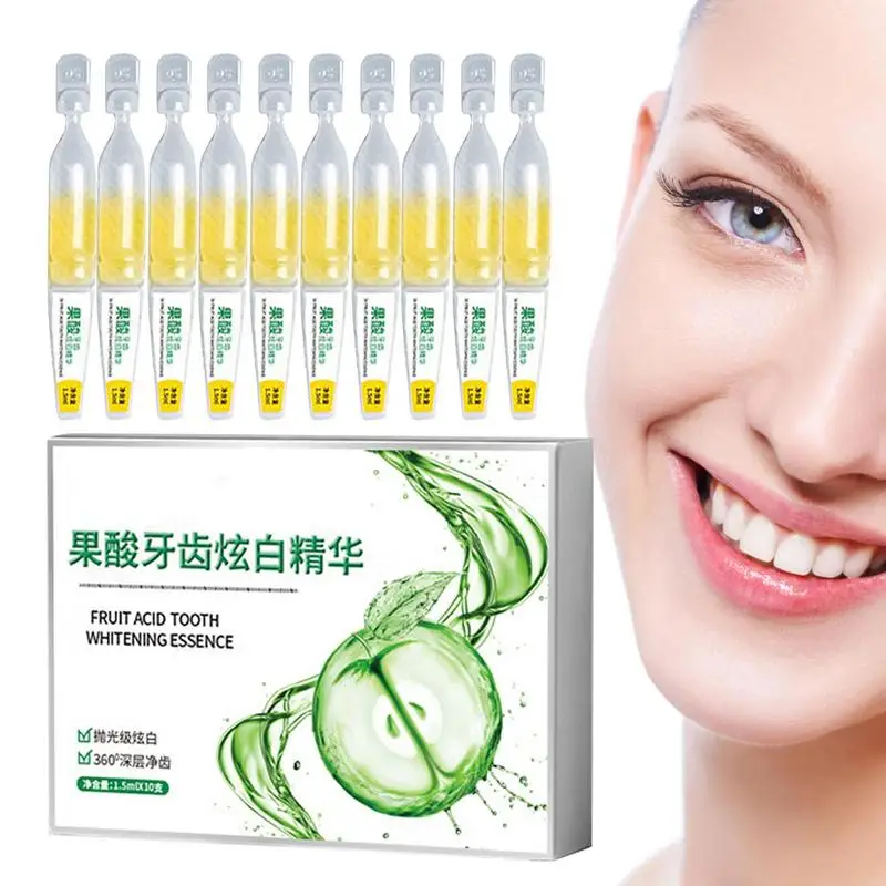 Teeth White Toothpaste 10pcs Fruit Acid Stain Removal Serums For Deep Cleaning Bad Breath Control Whitenings For Sensitive Teeth