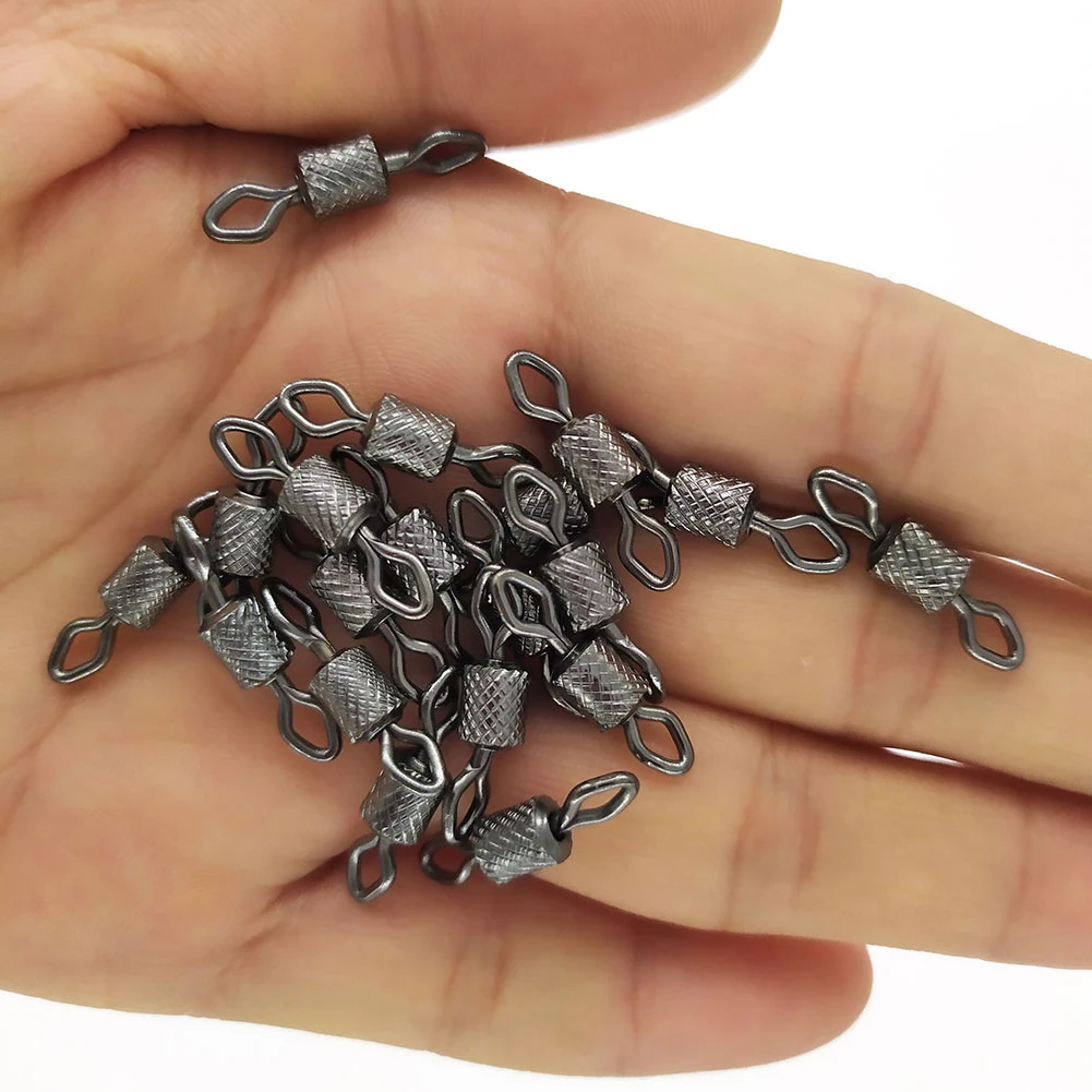 100/200/500PCS Impressed Rolling Swivels Fising Line Hook Connector Diamond Eye Swivel Saltwater Fishing Tackle Barrel Swivels