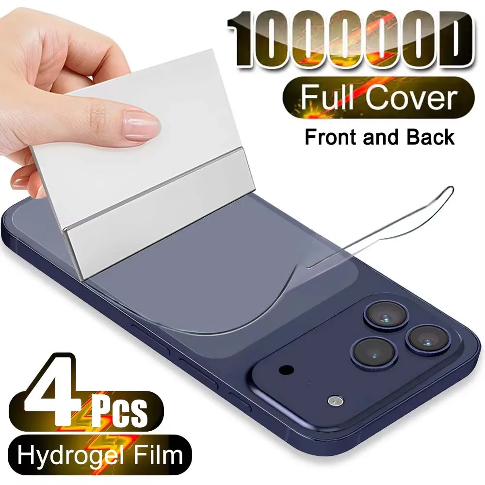 

4Pcs Hydrogel Film For iPhone 17 16 11 12 13 14 15 Pro Max Back Film Screen Protector For iPhone XR XS MAX 17e 16e Soft Film