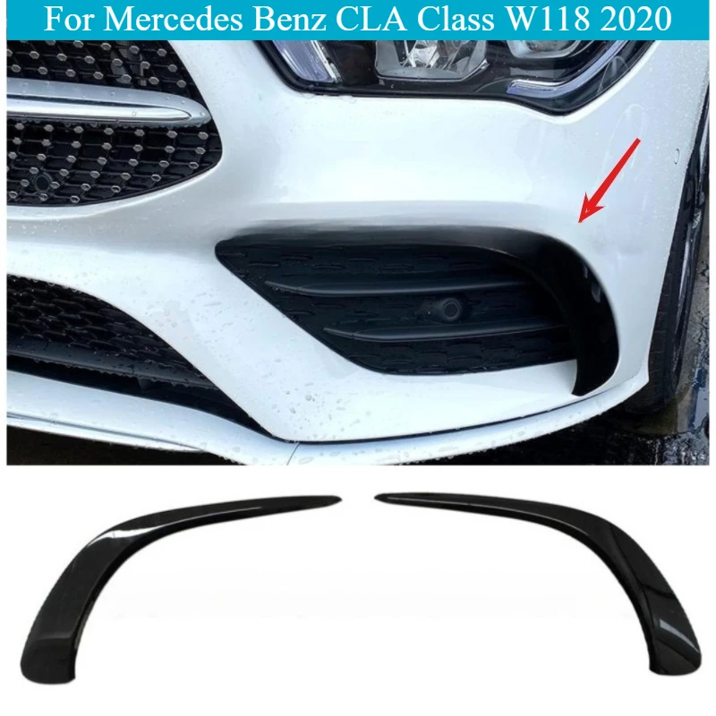 

For Mercedes Benz CLA Class W118 2020 Front Bumper Canard Air Spoiler Wind Splitter Blade Lip Trim Exterior Body Kit Auto Parts