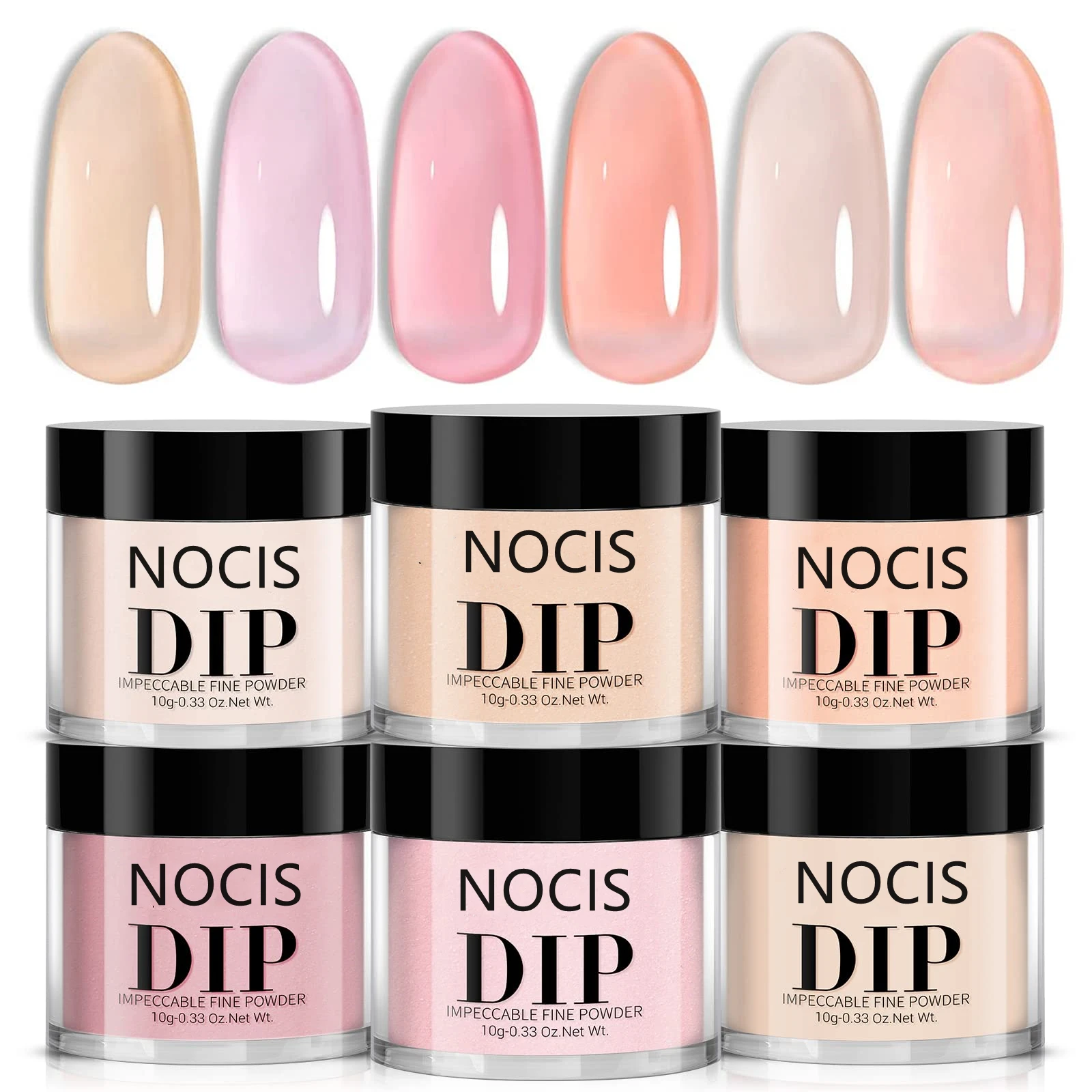 6pcs Translucent Nude Pinkish Dip Powder Set - Achieve Salon-Quality French Nail Art with Milky Jelly Effect, Clear Dip Powder