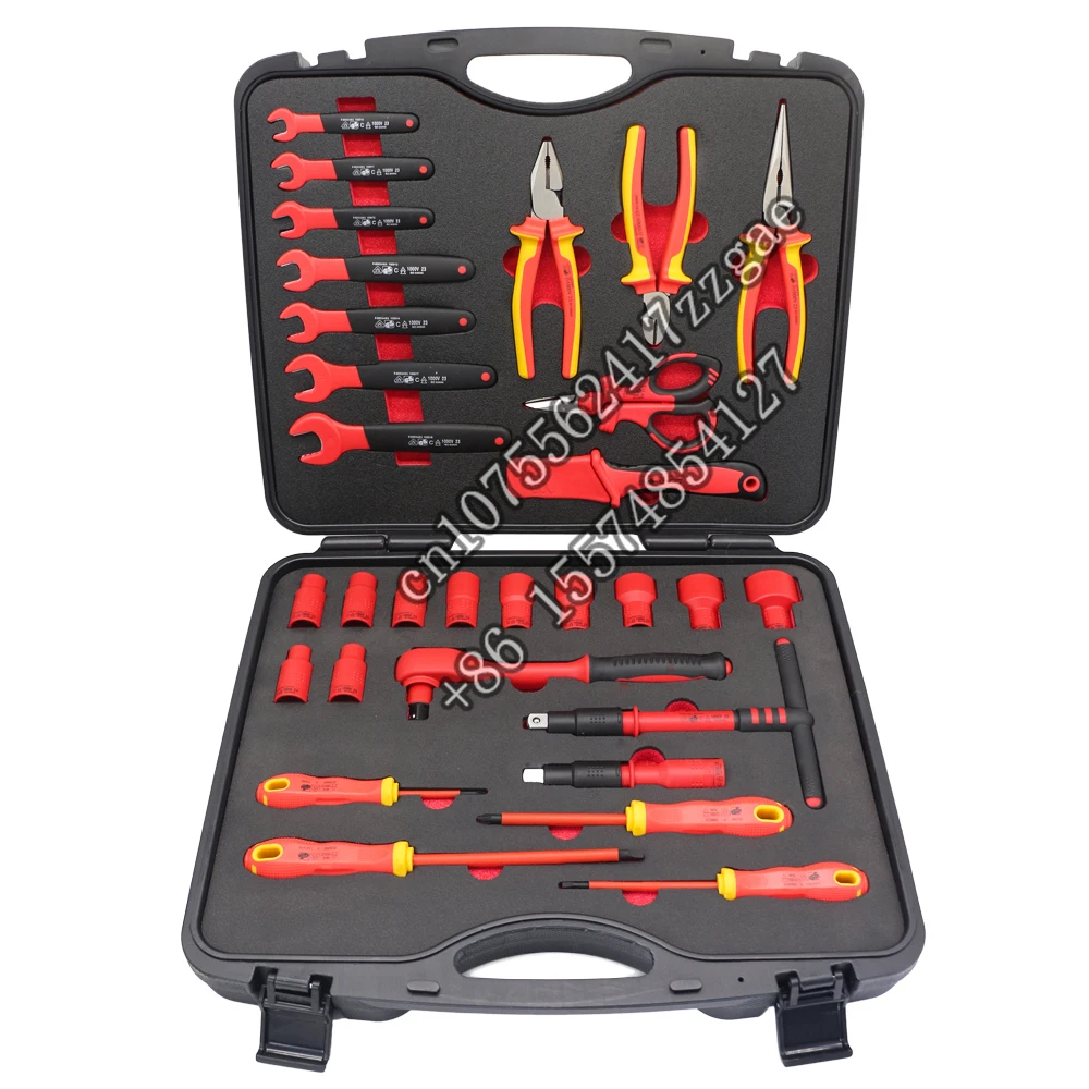 30PCS Insulated Tool Kit 1000V VDE  Hand Tools Electrician's Special Wrench Screwdriver Electric Vehicle Repair