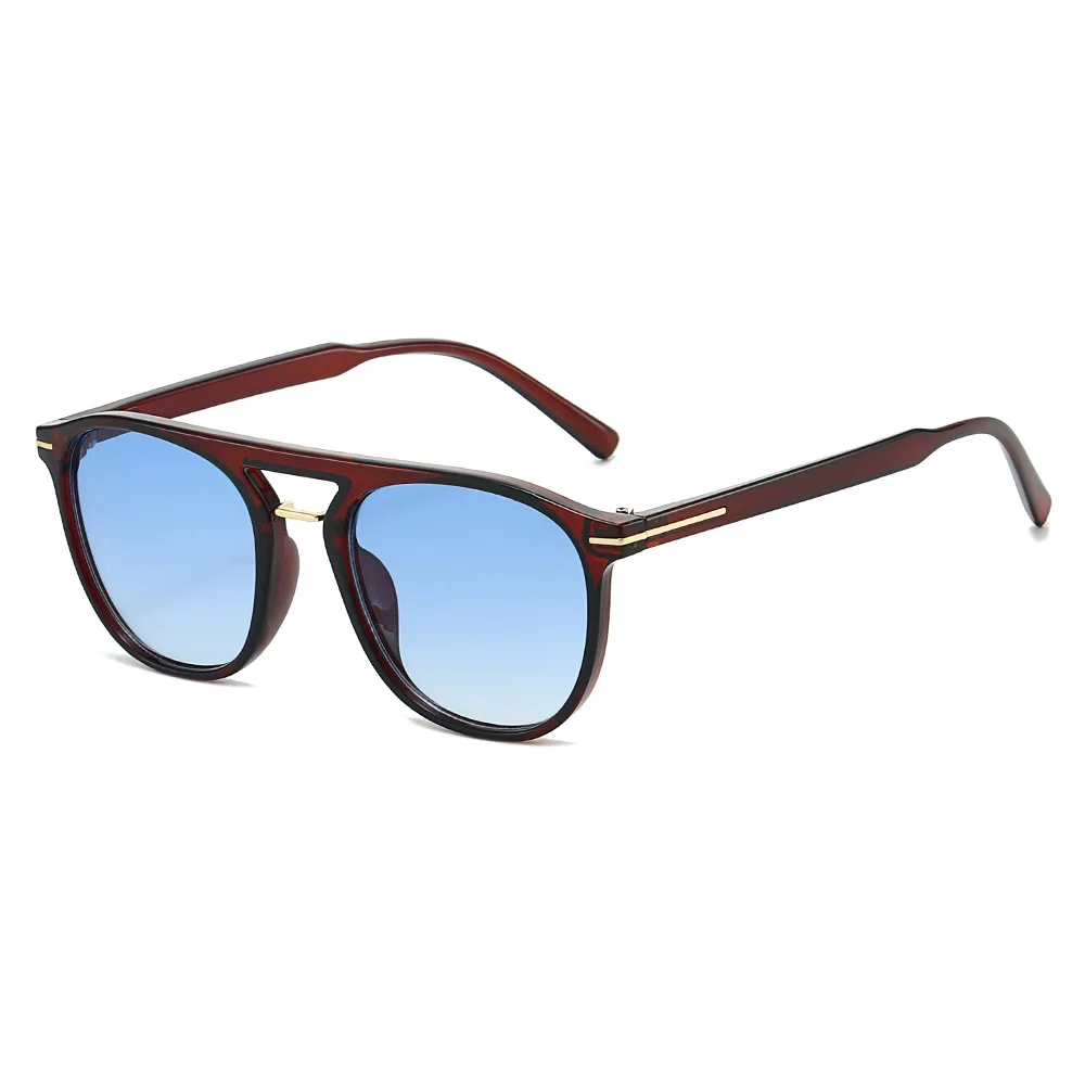 

7117 Retro Pilot Sunglasses for Men Women, Fashion Double Bridge Sun Glasses, Stylish Vintage Aviator Shades for Driving 603381