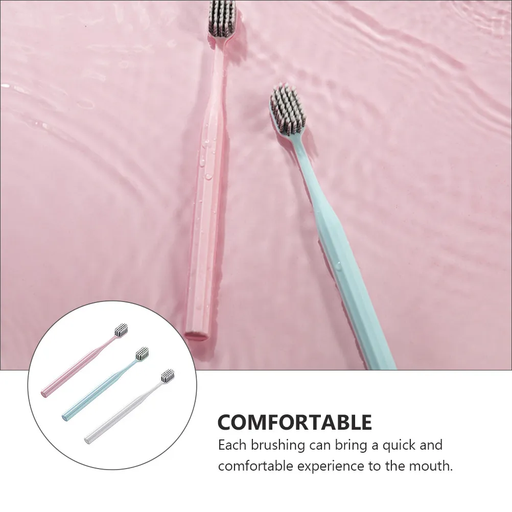 3Pcs Soft-Bristle Toothbrush for Adult Men Women Premium PP Material Non-Slip Handle Gentle Yet Effective Cleaning Fresh Breath