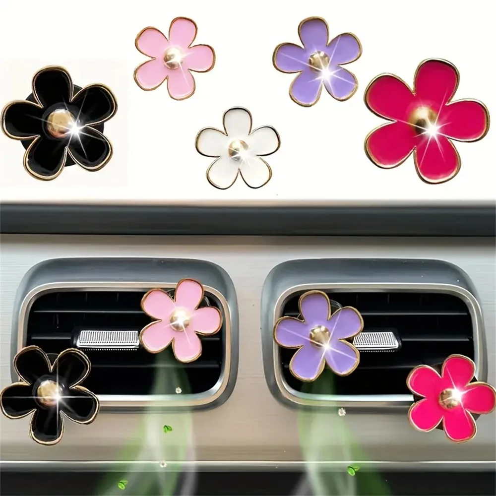 4pc/set Flower Car Outlet Vent Perfume Clips Daisy Car Interior Aromatherapy Fresheners Diffuser Clips Air Outlet Decor Clip