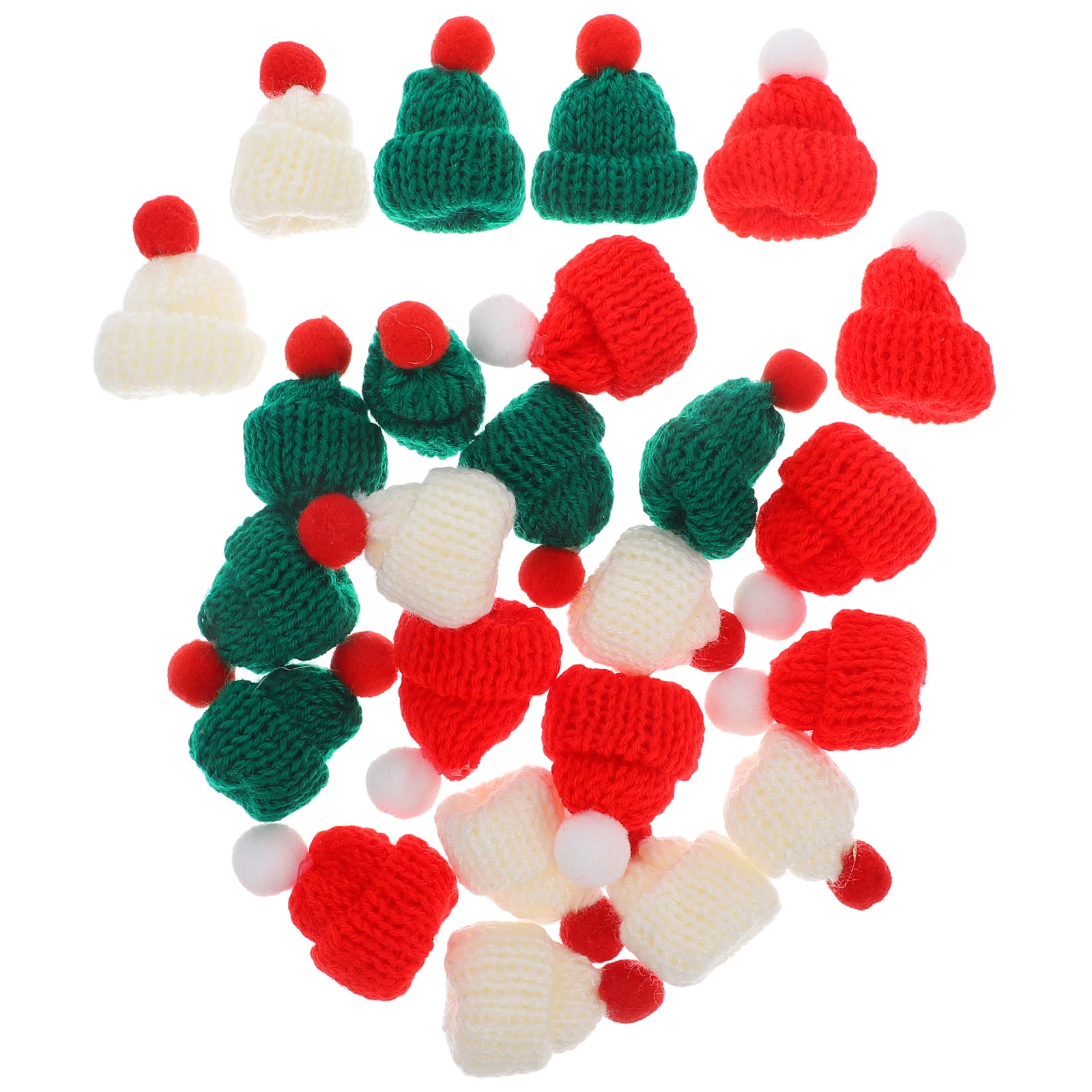 

24 Pcs Mini Christmas Tree Ornaments Woolen Beanie DIY Craft Accessories Hats Desktop Tiny Baby