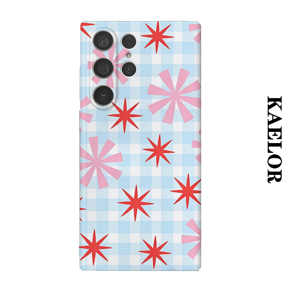 Starburst Gingham Durable Shiny Double-layer Case for Samsung S26 Ultra S25 S24 S23 Plus Anti-drop Scratch Resistant Cover