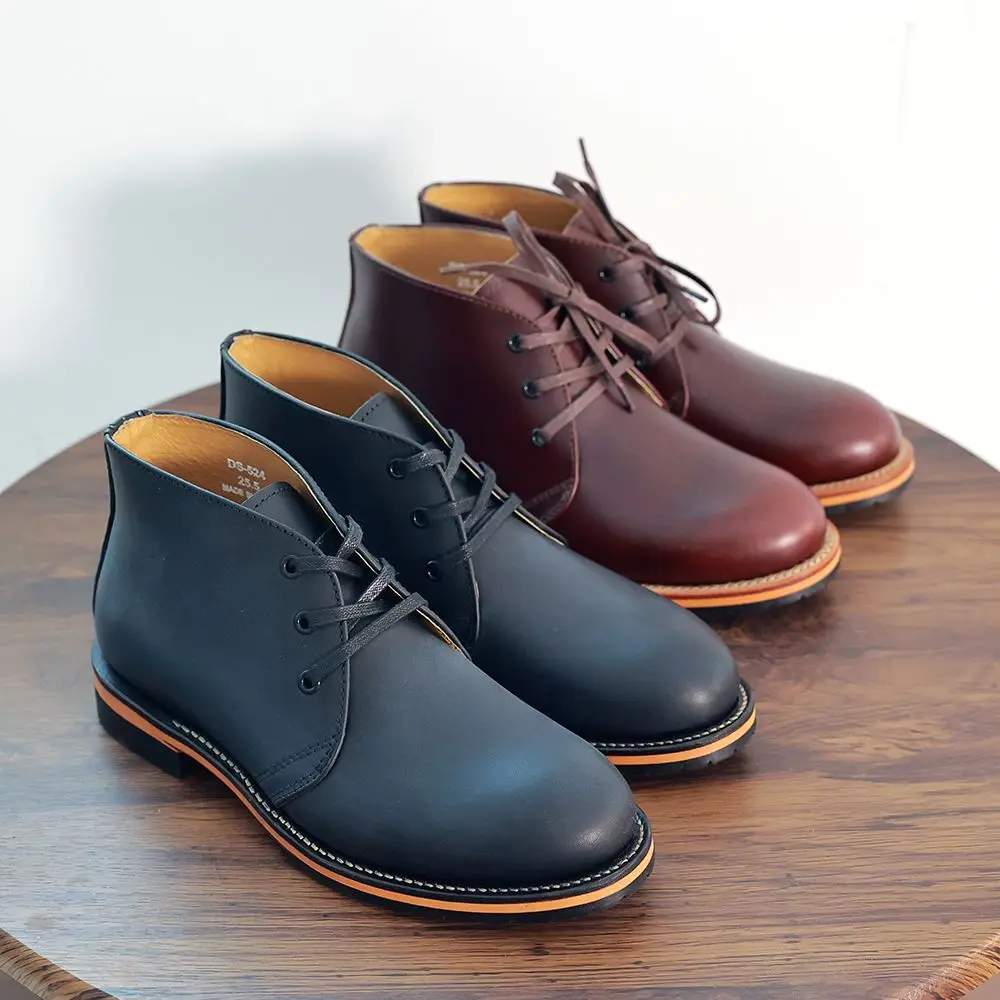 

Vintage Men's Business Casual High Top Leather Shoes Goodyear-Launched Spring Autumn Genuine Leather Men's Short Boots