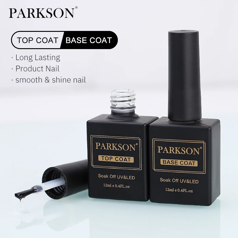 Parkson 12ml Sin TPO Sin HEMA, Top Coat Diamond de Larga Duración Sin Capa Superior, Base Coat Peel Off, Esmalte de Gel UV LED Removible para Manicura