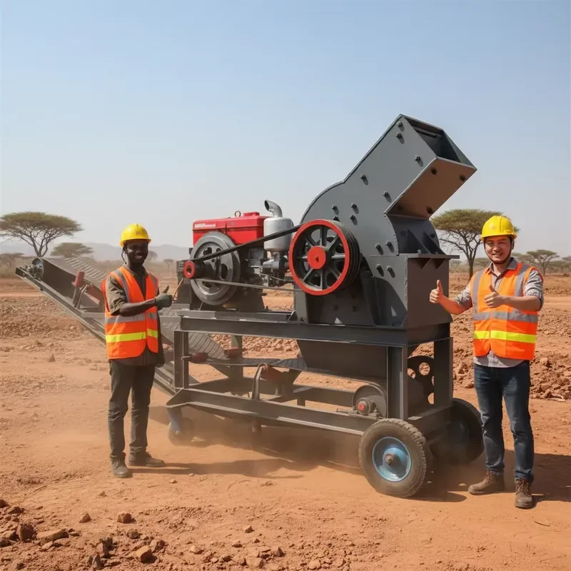 2026 CE Portable Mini Engine Hammer Mill Crusher Small Scale Mobile Coal Glass Gold Ore Rock Crushing Machine Price