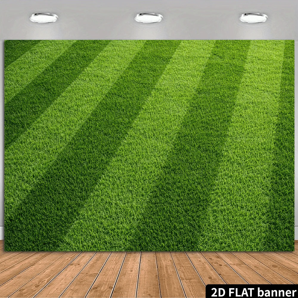 1 Stück, 2D flach, Fußballfeld-Rasen-Hintergrund. Realistische grüne Grasstruktur, fußballthemenbezogene Szenengestaltung, aus langlebigen Materialien. w – Detail 1