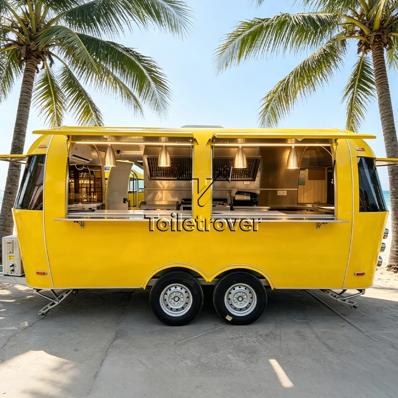 

DOT CE Certified Stainless Steel Food Truck Pizza Burger Coffee Mobile Food Cart American 3 Sink Commercial Food Trailer for USA
