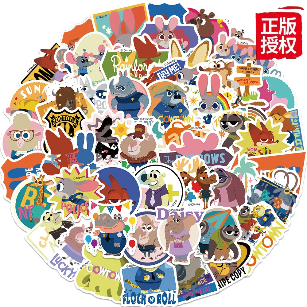 10/30/50PCS Disney Cartoon Movie Zootopia Stickers Cute Judy Hopps Nick Wilde Anime Decals Laptop Phone Guitar Sticker Kids Toy