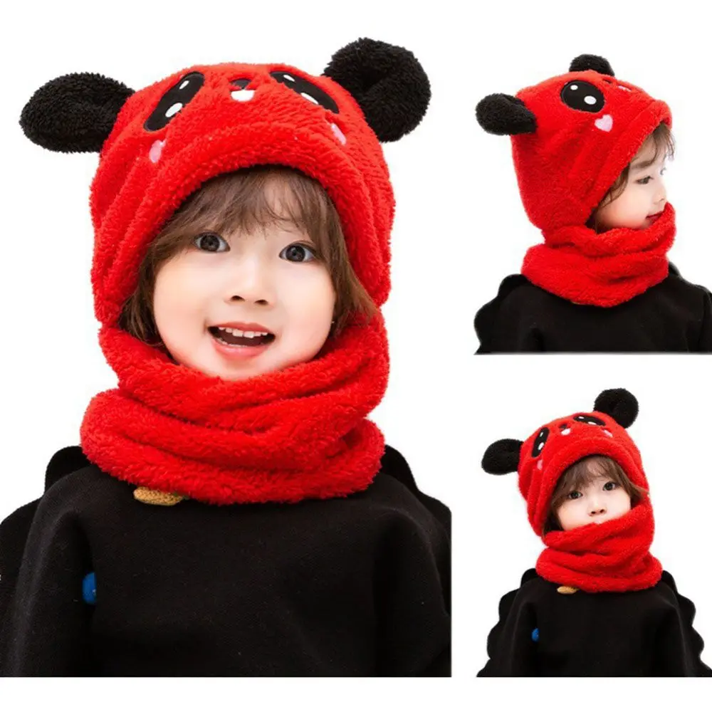 

Girls Boys Fleece Caps Coral Velvet Hat Ear Cap Scarf Stuff