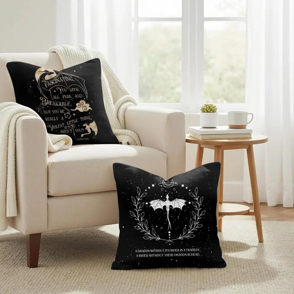 Anime F-Fourth W-Wing Dragon Cushion Cover Natural Linen Organic Fabric Double-Sided Printing Sofa Home Decor Gift Pillow Case