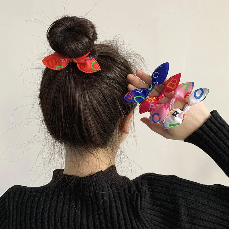 20/50Pcs Girls Elastic Hair Bands Kids Hair Accessories Children Cute Bow Hair Ties Ponytail Holder Headband Baby Rubber Band