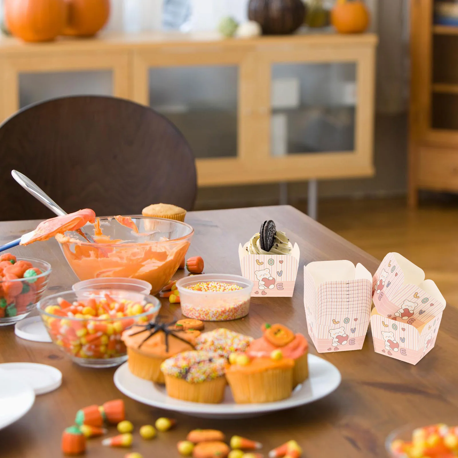 

100Pcs Square Cupcake Cups Disposable Paper Dessert Bowls for Muffins Parfaits Macaroni Salad Disposable Cake Cup