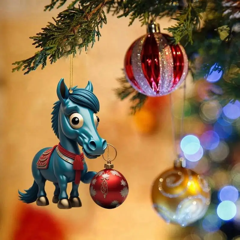 (1 Pack) Acrylic Horse Flat Hanging Decor for Home, Nursery, Office, Western Theme & Christmas Festival Gift