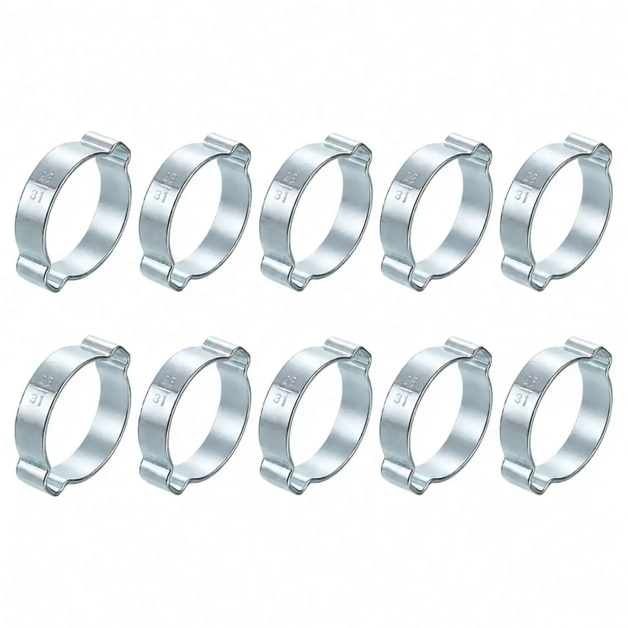 10PCS Hose Clamp Double Ear Clamp Worm Drive Fuel Water Pipe Clamp Hose Clamp 5-40mm Galvanized Steel Spring Clamp Crimp Rings