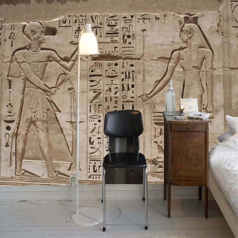 Custom Mural Wallpaper 3D Ancient Egyptian Pyramid Stone Painting European Retro Restaurant Living room TV background bedroom 8d