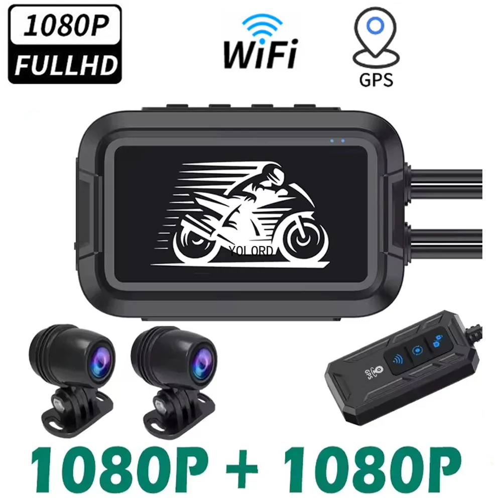 

3 Inch Motorcycle DVR FHD Front and Rear View Dual 1080P IP67 Waterproof Cam WiFi GPS Night Vision Dash Cam