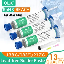 OLK Lead-Free Medium High Low Temperature SMD Solder Paste BGA LED No-Clean Phone Repair Welding Soldering Paste Sn42Bi58 138℃