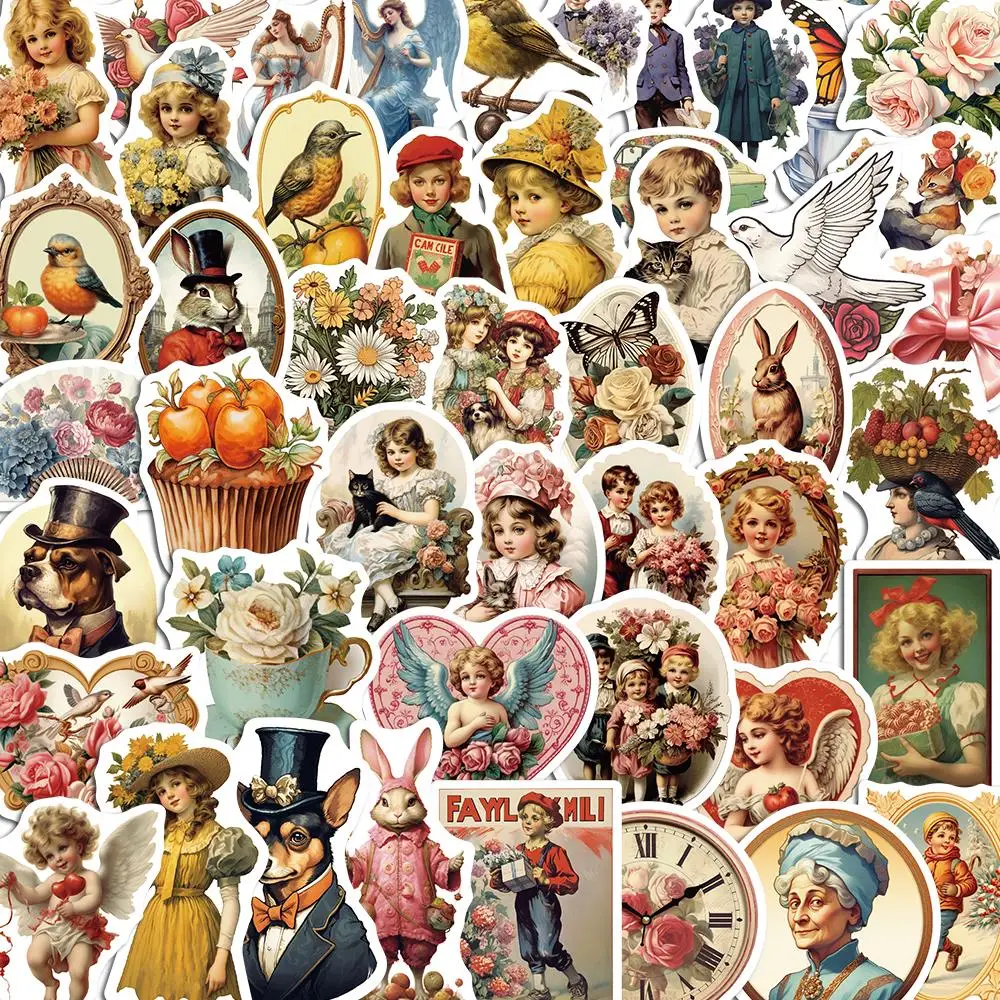 

10/50PCS Vintage Oil Painting Retro Stickers Pack DIY Skateboard Motorcycle Suitcase Stationery Decals Decor Phone Laptop Toys