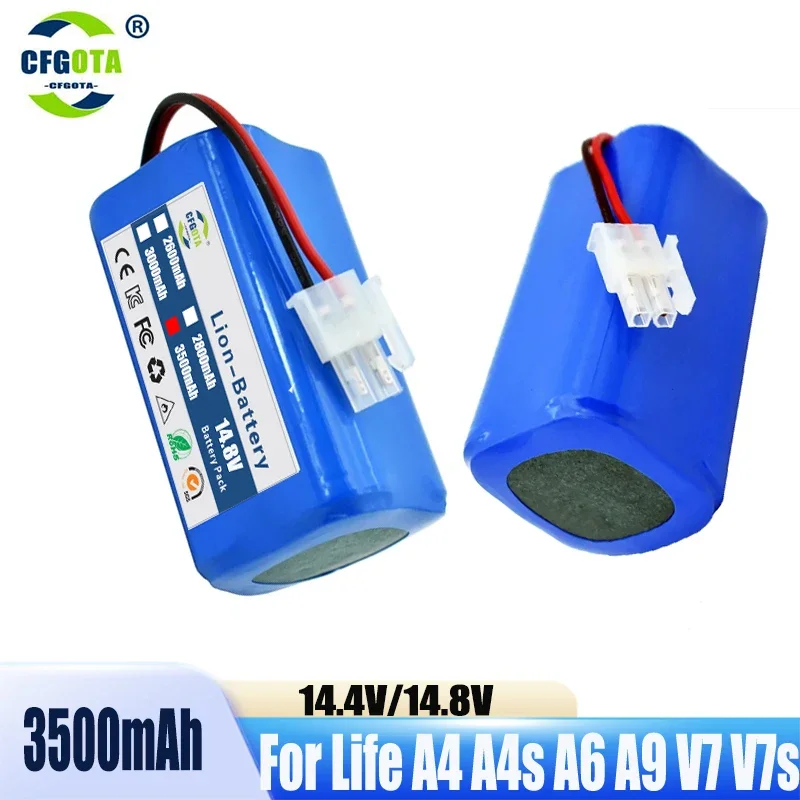 

NEW 14.8V 3500mAh Lithium Battery For ILIFE A4 A4s V7 A6 V7s Plus Robot Vacuum Cleaner ILife 4S1P real Capacity