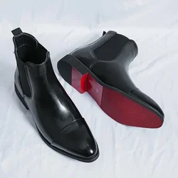 Herren stiefel Luxusmarke Lederstiefel Mode High Top Chelsea Stiefel Business Kleid Stiefel für Herren Slip-On Knöchel Botas große Größe 47