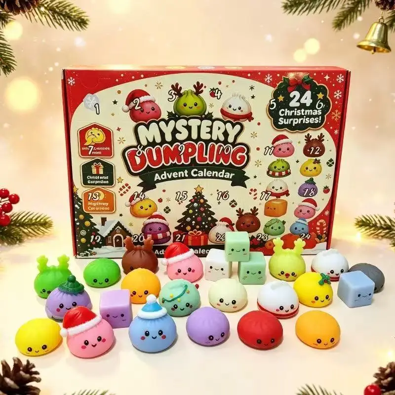 24 Days of Christmas Countdown Blind Box Plush Toys Christmas Buns Squeeze & Pop Blind Box Tearable Calendar Hole Fun