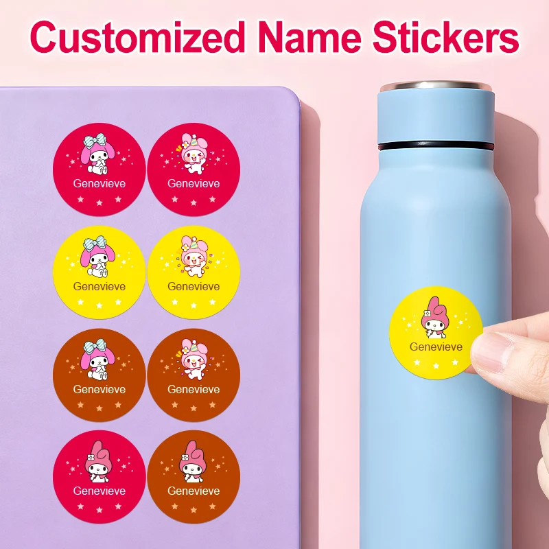 

Customizable My Melody Waterproof Name Labels-Ideal for Pen Schoolbag notebook Bright, Durable, Trendy Personalized Stickers