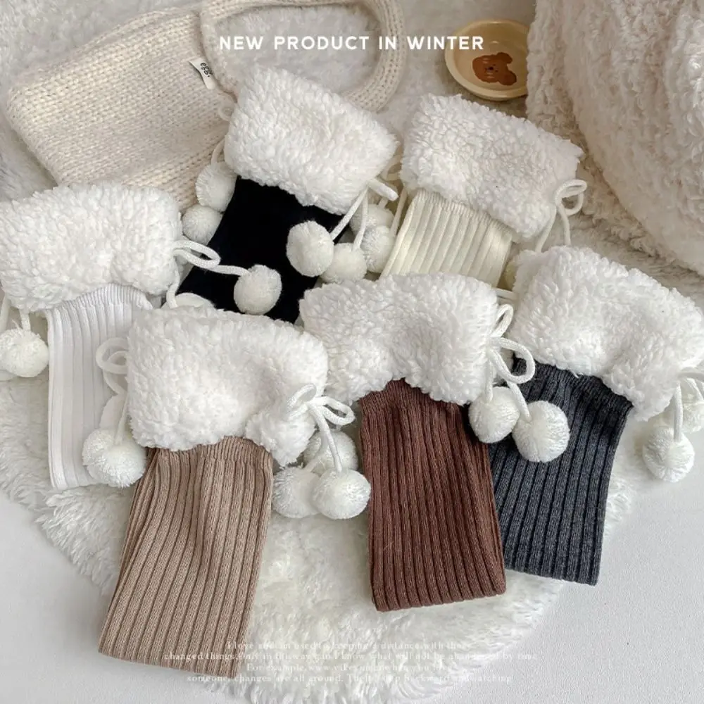 

Harajuku Long Tube Sock Lamb Wool Stocking Cotton Autumn&Winter Plush Hosiery Korean Style Cloth Accessories Bow Socks Kid