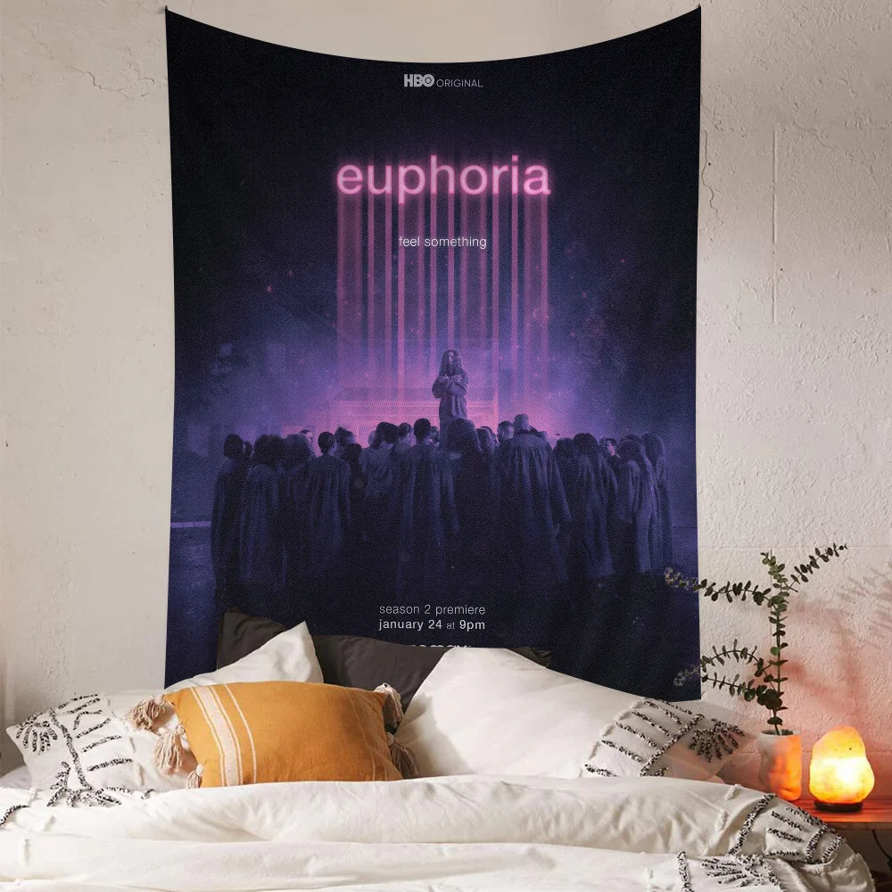 Euphoria American TV Series DIY Wall Tapestry Hippie Flower Wall Carpets Dorm Decor Wall Art Decor