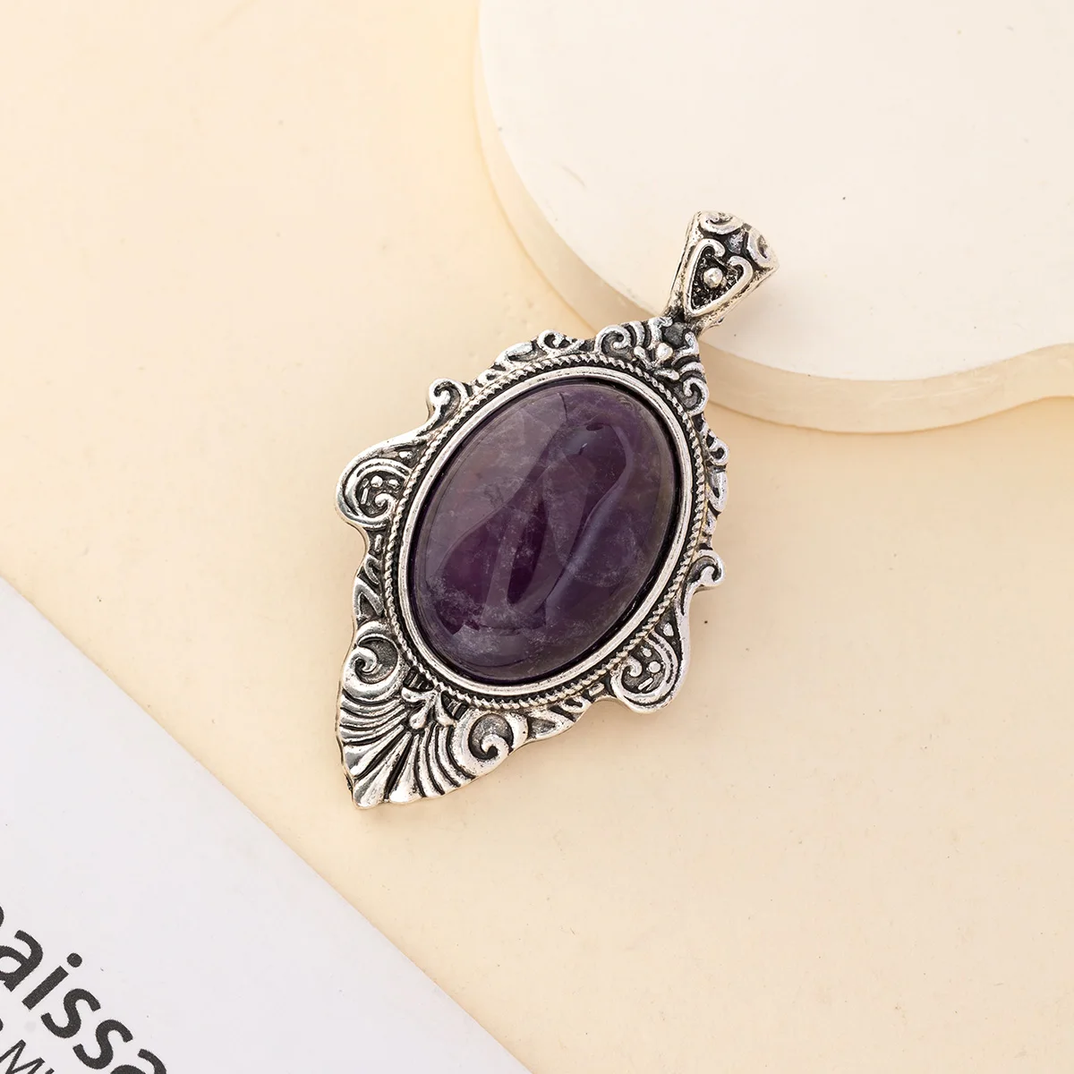 Exquisite Natural Stone Pendant Charms Natural Amethyst Green Aventurine Pendant for Women Jewelry Making DIY Necklace 55x30mm